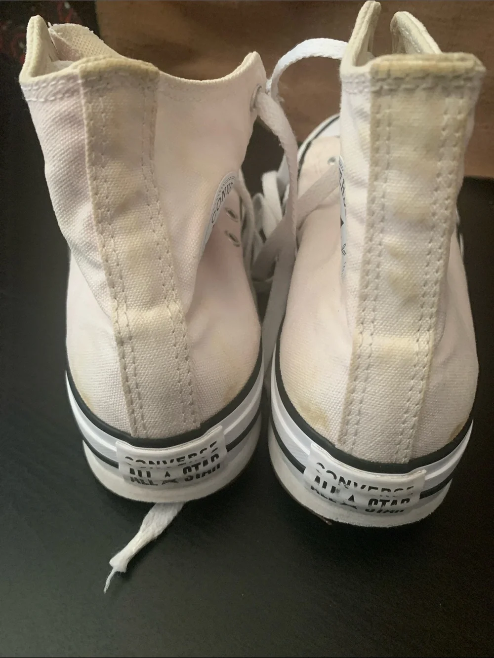 USED Converse High Top Sneakers - Pale Pink and White